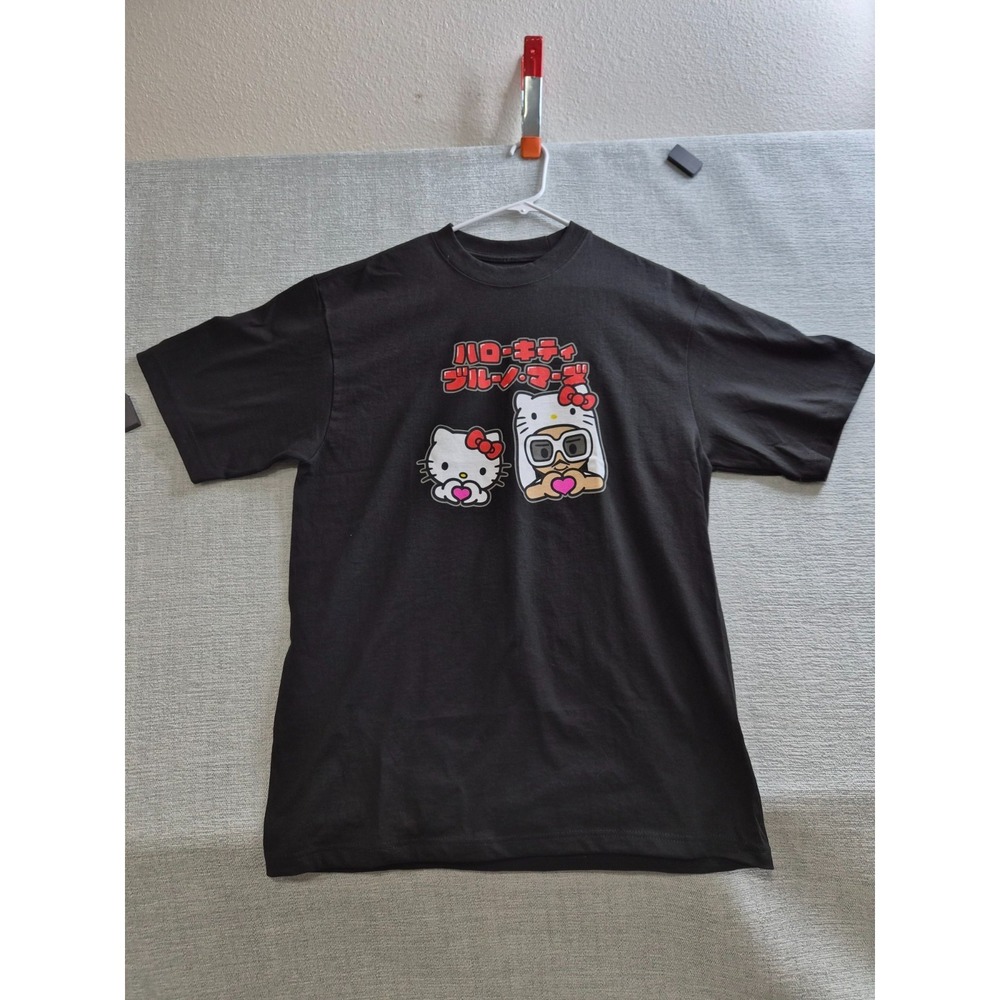 Sanrio T Shirt Mens Large Black Graphic Print Hello Kitty Bruno Mars Cotton